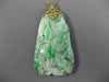 ANTIQUE EXTRA LARGE AAA JADE 14KT YELLOW GOLD HAND CARVED FLOWER PENDANT #26671