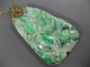 ANTIQUE EXTRA LARGE AAA JADE 14KT YELLOW GOLD HAND CARVED FLOWER PENDANT #26671