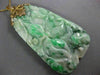 ANTIQUE EXTRA LARGE AAA JADE 14KT YELLOW GOLD HAND CARVED FLOWER PENDANT #26671