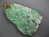 ANTIQUE EXTRA LARGE AAA JADE 14KT YELLOW GOLD HAND CARVED FLOWER PENDANT #26671
