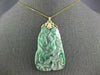 ANTIQUE EXTRA LARGE AAA JADE 14KT YELLOW GOLD HAND CARVED FLOWER PENDANT #26671