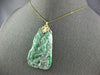 ANTIQUE EXTRA LARGE AAA JADE 14KT YELLOW GOLD HAND CARVED FLOWER PENDANT #26671