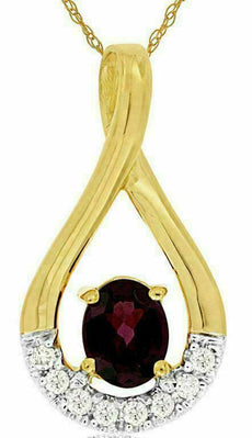 .46CT DIAMOND & AAA RHODOLITE 14KT YELLOW GOLD 3D ROUND & OVAL INFINITY PENDANT