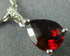 ESTATE 1.51CT DIAMOND & AAA GARNET 14KT WHITE GOLD 3D TEAR DROP FLOATING PENDANT