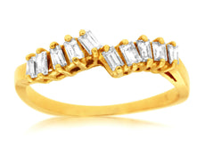 .60CT DIAMOND 14KT YELLOW GOLD 3D 10 STONE BAGUETTE CRISS CROSS ANNIVERSARY RING
