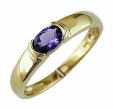.50CT AAA TANZANITE 14KT YELLOW GOLD 3D OVAL CLASSIC SEMI BEZEL FRIENDSHIP RING