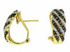WIDE 1.02CT WHITE & MOCHA DIAMOND 14KT YELLOW GOLD 3D MULTI ROW CLIP ON EARRINGS