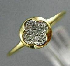 ESTATE .06CT DIAMOND 14KT YELLOW GOLD 3D CLASSIC FOUR CLOVER FLOWER FUN RING