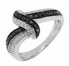 ESTATE .47CT WHITE & BLACK DIAMOND 14KT WHITE GOLD 3D LOVE KNOT LEAF FUN RING