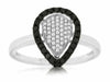 .30CT WHITE & BLACK DIAMOND 14KT WHITE GOLD CLUSTER PEAR SHAPE HALO CLASSIC RING