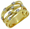 ESTATE WIDE .28CT DIAMOND 14K YELLOW GOLD CRISS CROSS MULTI ROW ETOILE LOVE RING