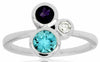 .98CT DIAMOND AAA BLUE TOPAZ & AMETHYST 14KT WHITE GOLD 3 STONE ETOILE FUN RING