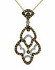 ESTATE .54CT WHITE & CHOCOLATE FANCY DIAMOND 14K YELLOW GOLD MULTI HEART PENDANT