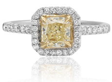 1.39CT WHITE & FANCY YELLOW DIAMOND 18KT 2 TONE GOLD 3D CLASSIC ENGAGEMENT RING