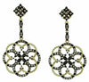1.0CT MOCHA DIAMOND 14KT YELLOW & BLACK GOLD 3D FLOWER FILIGREE HANGING EARRINGS