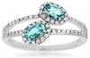 ESTATE .63CT DIAMOND & AAA AQUAMARINE 14KT WHITE GOLD DOUBLE OVAL HALO FUN RING