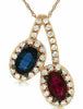 ESTATE .75CT DIAMOND AAA RUBY & SAPPHIRE 14KT ROSE GOLD ROUND & OVAL FUN PENDANT