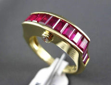 ESTATE 2.72CT DIAMOND & AAA RUBY 18K YELLOW GOLD ETOILE WEDDING ANNIVERSARY RING