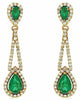 ESTATE 2.46CT DIAMOND & AAA EMERALD 14KT YELLOW GOLD PEAR SHAPE HANGING EARRINGS