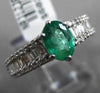 1.71CT ROUND & BAGUETTE DIAMOND & AAA EMERALD 18KT WHITE GOLD 3D ENGAGEMENT RING