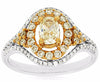 1.13CT WHITE & FANCY YELLOW DIAMOND 14KT WHITE GOLD 3D HALO OVAL ENGAGEMENT RING