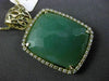 ESTATE LARGE .40CT DIAMOND & GREEN AVENTURINE 14KT YELLOW GOLD FLOATING PENDANT