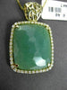 ESTATE LARGE .40CT DIAMOND & GREEN AVENTURINE 14KT YELLOW GOLD FLOATING PENDANT