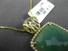 ESTATE LARGE .40CT DIAMOND & GREEN AVENTURINE 14KT YELLOW GOLD FLOATING PENDANT