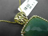 ESTATE LARGE .40CT DIAMOND & GREEN AVENTURINE 14KT YELLOW GOLD FLOATING PENDANT