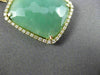 ESTATE LARGE .40CT DIAMOND & GREEN AVENTURINE 14KT YELLOW GOLD FLOATING PENDANT
