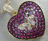 ESTATE 2.07CT DIAMOND & AAA PINK SAPPHIRE 18KT ROSE GOLD 3D HEART LOVE PENDANT