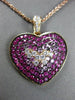 ESTATE 2.07CT DIAMOND & AAA PINK SAPPHIRE 18KT ROSE GOLD 3D HEART LOVE PENDANT