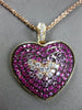 ESTATE 2.07CT DIAMOND & AAA PINK SAPPHIRE 18KT ROSE GOLD 3D HEART LOVE PENDANT