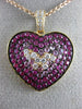ESTATE 2.07CT DIAMOND & AAA PINK SAPPHIRE 18KT ROSE GOLD 3D HEART LOVE PENDANT