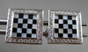 ESTATE WIDE .84CT DIAMOND & ONYX 14KT WHITE GOLD MOTHER OF PEARL CUFFLINKS 23845