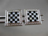 ESTATE WIDE .84CT DIAMOND & ONYX 14KT WHITE GOLD MOTHER OF PEARL CUFFLINKS 23845