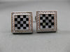 ESTATE WIDE .84CT DIAMOND & ONYX 14KT WHITE GOLD MOTHER OF PEARL CUFFLINKS 23845