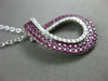 1.47CT DIAMOND & PINK SAPPHIRE 18K WHITE GOLD 3D SEMI INFINITY TEAR DROP PENDANT