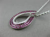 1.47CT DIAMOND & PINK SAPPHIRE 18K WHITE GOLD 3D SEMI INFINITY TEAR DROP PENDANT