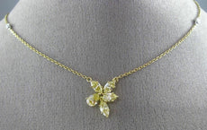 1.57CT WHITE & FANCY YELLOW DIAMOND 18KT 2 TONE GOLD FLOWER BY THE YARD NECKLACE