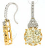 2.62CT WHITE & FANCY YELLOW DIAMOND 14K WHITE GOLD 3D LEVERBACK HANGING EARRINGS