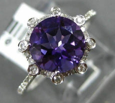 2.36CT DIAMOND & AMETHYST 14K WHITE GOLD 3D SEMI ETERNITY ETOILE ENGAGEMENT RING