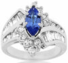 ESTATE 2.80CT DIAMOND & TANZANITE 14KT WHITE GOLD 3D MARQUISE ENGAGEMENT RING