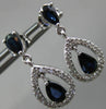 ESTATE 1.50CT DIAMOND & AAA SAPPHIRE 14KT WHITE GOLD TEAR DROP HANGING EARRINGS