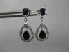 ESTATE 1.50CT DIAMOND & AAA SAPPHIRE 14KT WHITE GOLD TEAR DROP HANGING EARRINGS