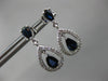 ESTATE 1.50CT DIAMOND & AAA SAPPHIRE 14KT WHITE GOLD TEAR DROP HANGING EARRINGS