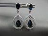 ESTATE 1.50CT DIAMOND & AAA SAPPHIRE 14KT WHITE GOLD TEAR DROP HANGING EARRINGS