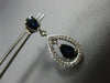 ESTATE 1.50CT DIAMOND & AAA SAPPHIRE 14KT WHITE GOLD TEAR DROP HANGING EARRINGS