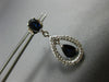 ESTATE 1.50CT DIAMOND & AAA SAPPHIRE 14KT WHITE GOLD TEAR DROP HANGING EARRINGS