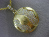 LARGE .52CT DIAMOND 18KT YELLOW GOLD 3D CIRCULAR PAVE MATTE GLOBE WAVE PENDANT